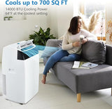 MOVECOM 14000 BTU Portable Air Conditioner for Room up to 750 Sq.Ft, 3-in-1 Portable AC Unit with Dehumidifier and Fan, Ultra Quiet Cooling for Bedroom, Office, Dorm, Remote, 24H Timer, White Top