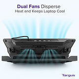 Targus Laptop Cooling Pad for Laptops up to 17-inches, Dual High-Speed Fans Chill Mat + 4-Port USB Hub Laptop Fan Cooling Pad for Work