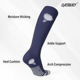 LEACOOLKEY Baseball Belt and Socks Combo Set Softball Soccer Socks and Elastic Belt for Youth Boys Girls Navy Blue