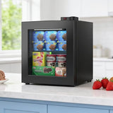 Electactic Mini Upright Freezer, 1.2 Cu.ft Compact Freezer with Glass Door Display, 7 Adjustable Temperature Settings (-10°F to -18°F), Quiet & Energy-Efficient, Black