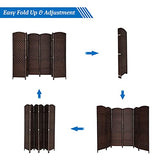 VINGLI 6-Panels Tall Rattan Room Divider, 6 FT Folding Privacy Screen, Indoor Partition Wall Dividers