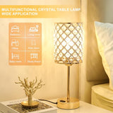 Hong-in Gold Lamps for Night Stands-Crystal Table Lamp with USB-C+A & AC Charging Ports
