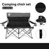 Northroad Outdoor Camping Chair Set of 3,Folding Padded Camp Chair w/1 Sofa,2 Single Chairs,Collapsible Conversation Set for Family Patio, Beach (Black)