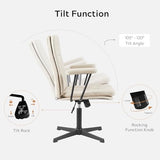 EYYTHUNG Desk Chair No Wheels with Arms Crossleg Stationary Ergonomic Soft Cushion