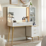 T4TREAM Fluted Makeup Vanity Desk with 36" HD Lighted Mirror