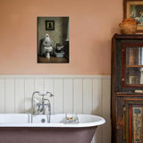 Funny Halloween Ghost and Black Cat Bathroom Canvas Wall Art Gothic Ghost on Toilet Wall Decor Picture Humor Toilet Posters Prints Dark Academia Aesthetic Decoration 12x16in