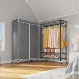 VIPEK R3C Rolling Clothes Rack with Cover Portable Closet for Hanging Clothes, Heavy Duty Garment Rack Clothing Racks with Grey Upgraded Polyester Cover