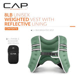 CAP 8LB Weighted Vest Green – Unisex Workout Vest with Reflective Stripes, Phone Pouch, and Adjustable Fit for Walking, Running, Cardio, Strength Training