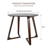 XOXUXOA 35" Round Dining Table - Solid Rubberwood Kitchen Table with V-Leg Base, Space-Saving Design for 4-6 People, Easy Assembly