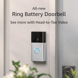 Battery Doorbell, Head-to-Toe Video, Live View with Two-Way Talk, and Motion Detection & Alerts (2024 release), Satin Nickel Ring
