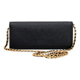 Prada Womens Black Vitello Move Leather Chain Wallet Crossbody 1MT290