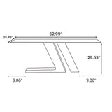 POVISON 63" Hobart Modern Dining Table for 4, Glossy Sintered Stone Dining Tabletop with White and Gold U-Shape Carbon Steel Pedestal, 63 inch Rectangle Dining Room Table (Table only)