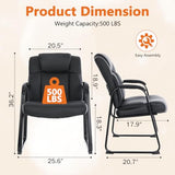 CLATINA Big and Tall Office Chair 500lbs Leather Reception Chair with Bonded Padded Armrest Wide Seat Sled Base Desk Chair