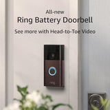 Battery Doorbell, Head-to-Toe Video, Live View with Two-Way Talk, and Motion Detection & Alerts (2024 release), Venetian Bronze Ring