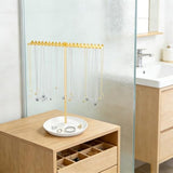 AOFLLU Jewelry Organizer Stand, Metal Necklace Holder Display With 42 Hooks, Gold Jewelry Holder for Necklaces, Bracelets, Rings, Bedroom College Dorm Decor for Women and Girls