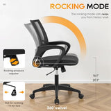 BestOffice | Ergonomic Office Chair | Mid-Back Swivel Desk Chair | Breathable Backrest & Lumbar Support | Adjustable Height