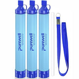 Purewell Outdoor Water Personal Water Filtration Straw Emergency Survival Gear Water Purifier for Camping Hiking Climbing Backpacking(3pcs)