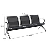 3-Seat Waiting Room Chairs - Waiting Room Bench with Arms Airport Reception Bench Guest Reception Chairs