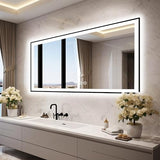 EchosLife 72x32 LED Bathroom Vanity Mirror - Black Aluminum Framed