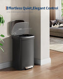 Garvee 13 Gal / 50L Large Plastic Trash Can for Kitchen, Step-On with Soft Close Lid, Liner Rim