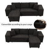 104.5 inch Reversible Sleeper Sectional Sofa with Pull Out Bed , Convertible L Shaped Sectional Couch with Storage Chaise and 2 Stools