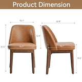 VKNOW Dining Chairs Set of 4, Faux Leather Wooden Kitchen Chairs, Brown