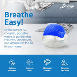 Sirena Twister Air Purifier (Blue) - Water Filter Air Washer For Home and Office - Essential Oil Aroma Diffuser With LED Night light