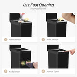 FRESHLIX Bathroom Trash Can, 2.6 Gallon Automatic Motion Sensor Touchless Garbage Can, Waterproof Trash Bin, Black