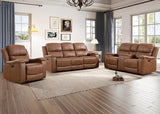 Faux Leather Manual Reclining Sofa Furniture Set, Manual Recliner Chair