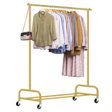 SLEEPING LAMB Heavy Duty Clothes Racks for Hanging Clothing Rack, 43" Wide Rolling Garment Rack Metal Wardrobe Rack with Wheels (Gold)