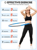 Phobby Weighted Exercise Hoop for Adults, 2.2lb Detachable Fitness Hoop, Adjustable Hoops with Jump Rope, Tape Measure and Carry Bag (Blue Grey)