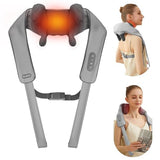 PERLEVI Neck and Shoulder Massager with Heat, Cordless Shiatsu Shoulder Massager for Pain Relief Deep Tissue, Rechargeable 6D Kneading Massage for Neck and Shoulde Pain, Gifts for Mom&Dad (Grey)