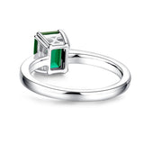 MSBLUE® Size 7 2ct Lab Grown Emerald Engagement Ring, Rhodium Plated