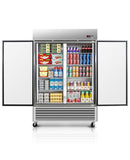 RENDGO 54" W Commercial Refrigerators - Reach-in 249 Cu.ft 2 Solid Door Stainless Steel Commercial Refrigerator Fan Cooling for Restuarant, Bar, Shop, etc