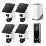 eufy Security eufyCam S4 4-Cam Kit with Video Doorbell E340, 4K Solar Camera Wireless Outdoor, 3-Lens PTZ Cam, 360° View, Whole-Home Coverage, AI Recognition, 8X Zoom, No Monthly Fee, Local Storage