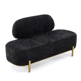OmySalon Waiting Room Bench with Back, 55.1" Office Guest Chair, Chenille Fabric Reception Seating