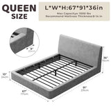 RECCI AirFrame Queen Upholstered Bed Frame with Ergonomic Angled Headboard