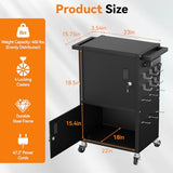 AV Cart - Heavy Duty Computer Cart with 2 Cabinets, Rolling Media Cart with 4 Outlets & Pegboard & Hooks