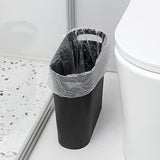 rejomiik Small Trash Can, 3.5 Gallon Slim Garbage Can Plastic Waste Basket with Handles Container Bin, Black
