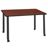 Scranton & Co Mobile Desk, 66 x 24 in, Cherry Laminate Top, Black Tubular Steel Legs, Locking Casters, 1 in Thick Durable Melamine Surface, Rolling Computer Desk for Home Office, Classroom, or