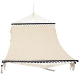 Sunnydaze Woven Double Hammock for Outside with Crocheted Edges and Spreader Bars - 600-Pound Weight Capacity Outdoor Hammock for Trees