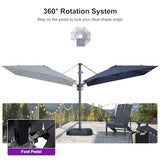PURPLE LEAF 8' X 8' Tilting Patio Umbrella with Base Outdoor Cantilever Swivel Square Umbrella with Tilt Aluminum Offset Umbrella, Navy