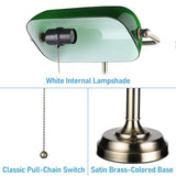 Green Glass Bankers Desk Lamp, Antique Desk Lamps with Brass Base, Traditional Library Lamp