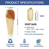QEZER Ultralight Down Sleeping Bag for Adults 45-68 Degree F with 600 Fill Power, Compact Summer Sleeping Bag for Backpacking, Hiking and Camping