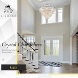 CATINER 36" Large Crystal Chandelier,23-Light Modern Chrome Light Fixture