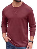 Askdeer Men's Waffle Long Sleeve T-Shirt Casual Lightweight Pullover Tees