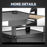 Auto Dynasty 3-Layer Height Adjustable Rolling AV Cart with Locking Storage Cabinet, 30" H, 4 Wheel, 3 Outlets, 2 USB Ports