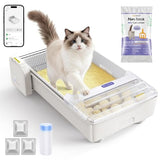 Robotail Open Top Automatic Litter Box, Self Cleaning Cat Litter Box with Roomy Space+Vis Waste Bin, XXL Fully Open Cat Box for Multi Cats, Include 5Lb Compatible Cassava Litter
