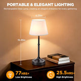 2 Pack Cordless Table Lamp, Battery Operated Lamp with 3 Color Temps and Stepless Dimming