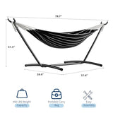 Garvee Double Hammock with Foldable Steel Stand and Carry Bag – Indoor/Outdoor Standing Hammock, 450 LBS Capacity, for Garden, Camping, Beach (Onyx)